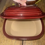 Pampered Chef Cranberry Covered Oval 3.1 Qt Baker Stoneware Casserole Deep Dish. Fixed Price $40.00.