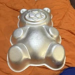 Wilton Teddy Bear Aluminum Cake Pan Silver Model 2105-9402 Vintage 1986. Fixed Price $8.00.