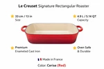 Le Creuset Signature 13" Rectangular Roaster Cerise Cast Iron Baking Dish 5QT. Fixed Price $160.95.