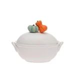 Boston International - Small Porcelain Casserole Dish Lid Fall White W/.... Fixed Price $19.00.