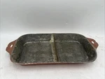 Antique French Copper Segmented Roasting Pan Hand Hammered Lined 14 X8.25. Fixed Price $155.00.