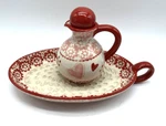 Temptations 2 Pc Cruet Oil Pitcher Garlic Grater Tray Old World Romance Hearts. Fixed Price $10.50.