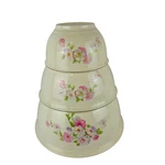 Vtg Homer Laughlin Kitchen Kraft Fluffy Rose Mixing Bowl Set Of 3 6" 8" 10" Rare. Fixed Price $64.97.