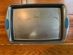 Rachael Ray Cookiie Baking Sheet Pan 18X11 Blue Handles Coated. Fixed Price $8.99.