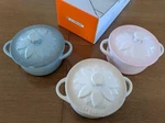 Le Creuset Mini Cocotte Sunflower Relief 3-PIECE 250ML Stonewear Japan. Fixed Price $198.00.