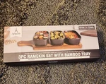 Appetit (3) Three Piece Ramekin Serving Set With Bamboo Tray. Fixed Price $21.25.