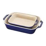 Staub 2-PC Ceramic Baking Dish Set Rectangular, Dark Blue, Oven/microwave Safe. Fixed Price $65.78.