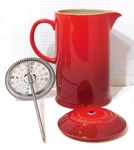 Le Creuset Cerise Red French Press Coffee Maker Pot Stoneware 27 Oz Knob!. Fixed Price $39.95.
