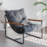 Maxyoyo Modern Accent Chair Dark Grey Corded Fabric Metal Frame. Fixed Price $179.99.