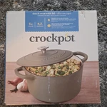 Crock-pot 5 Qt Enameled Cast Iron Round Dutch W/ Lid Gray Oven-safe. Fixed Price $56.99.