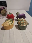 Philippe Richard Mini Casserole Dishes W/ Lids (4 Sets) Ceramic Veggie Cookware. Fixed Price $35.00.