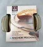 Vintage Anchor Hocking Ovenware Amber Basics 9" Deep Pie Plate #49472. Fixed Price $10.89.