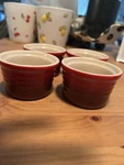 Of 4 Le Creuset Stoneware Red Ombr Ramekin Custard Condiment Cups. Fixed Price $39.99.