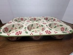 Temptations By Tara Muffin Pan 14"X9.5" Holly & Peppermint. Fixed Price $24.99.