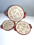 Temptations By Tara Ovenware Red Floral Lace Casseroles 1QT 2QT & 3QT Handle. Fixed Price $48.00.