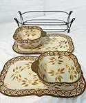 Temp-tations Brown Ceramic Soup, Cover & Sandwich Set 7-PIECE Old World By Tara. Fixed Price $59.98.