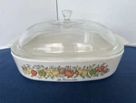 Vintage 1970'S Corningware Spice Of Life Romain" Square Casserole W/ Cover. Fixed Price $25.00.