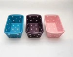 Nib Lot Of 3 Temptations Mini Loaf Pans W/ Lids Polka Dot Blue Pink Eggplant. Fixed Price $24.00.