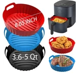 Oaween 3 Pcs Silicone Air Fryer Liners Reusable Round 8", Black+red+blue. Fixed Price $14.76.