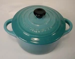 Le Creuset 10 Cm Stoneware Mini Round Cocotte Caribbean Blue 4" X 2" Mint!. Fixed Price $29.99.