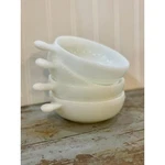 Vintage Glasbake Oven & Microwave Proof Handled Dishes Milk Glass Bowl Set. Fixed Price $29.00.