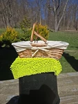 Vintiquewise Rectangular Wicker Basket With Lining, Approx 16 1/2" By 8 5. Fixed Price $54.00.