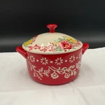 The Pioneer Woman Fancy Flourish Round Ceramic Casserole Dish With Lid Durable. Fixed Price $28.00.