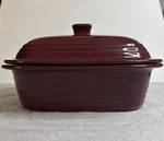 Pampered Chef 3.1 Qt Cranberry Dutch Oven Stoneware Roaster Covered Baker. Fixed Price $31.99.