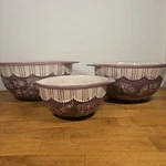 Temptations By Tara Old World Floral Lace Spring Purple Nesting Bowls Set Of 3. Fixed Price $68.00.