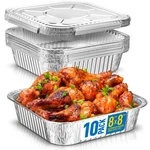 8X8 Disposable Aluminum Pans With Lids - 10 Pack Foil For Cooking, Bakin.... Fixed Price $23.60.
