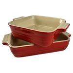 Le Creuset Stoneware Small Baking Dishes 2-PC Cerise Red 7"X5"X2" & 6"X6"X2". Fixed Price $36.99.