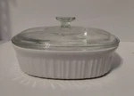 Corning Ware French White F-12-B Oval 1.5QT Casserole Dish W/pyrex Lid F-12C Usa. Fixed Price $19.95.