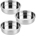 Set Of 3 Stainless Steel Cake Pans - 8 Inch Round Layer Baking Molds,. Fixed Price $38.95.