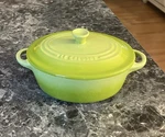 Creuset Mini Oval Cocotte Crock Kiwi Lime Green Used Collectible Stoneware. Fixed Price $59.99.