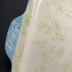 Temptations Floral Lace Lime Green Rectangular Ceramic Serving Tray Platter. Fixed Price $15.99.