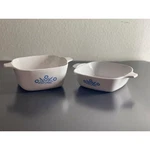 Pair Of Vintage Corningware Blue Cornflower 2 3/4 And 1 Cup Baking Dishes. Fixed Price $36.00.