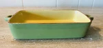 Vietri Italy Cucina Fresca 8 Rectangle Baker Dish Sage Green & Saffron. Fixed Price $35.00.
