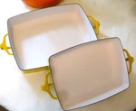 Dansk Kobenstyle Yellow Enamel Casserole Dishes Baking Pans France Vintage 2 Pc. Fixed Price $74.95.