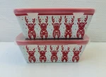 Temptations (temp-tations) By Tara Red Reindeer 2-12 Oz Loaf Baker Pans W/lids. Fixed Price $21.00.