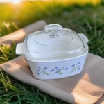 Vintage 90 Corningware Blue Dusk 1.5L Casserole Dish W/ Glass Lid A-1.5-B Euc. Fixed Price $29.99.
