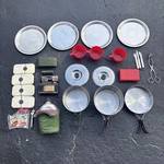 Vtg Camping Cook Set Bundle Lot 25 Items Heavy Gauge Aluminum Plates Coffee Pot. Fixed Price $49.99.