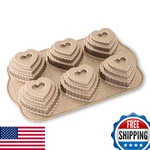 Nordic Cast Bundt Bakeware Tiered Heart Cakelets Toffee 3-CUP 90937. Fixed Price $47.25.