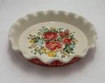 Pioneer Woman Vintage Floral 9" Ruffle Top Stoneware, Bake & Serve Pie Pan New!. Fixed Price $25.00.