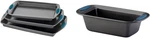 Bakeware Nonstick Cookie Pan Set, 3-PIECE, Gray With Marine Blue Grips & Yum-o!. Fixed Price $75.11.