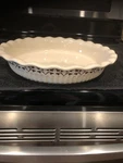 Large Paula Deen 9" Pie Plate Quiche Dish Fall Harvest Scalloped Edge. Fixed Price $28.50.