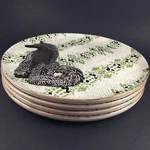 Set Of 4 Anthropologie "gisele" Art Fox Stoneware Dessert Plates 1/8" Htf. Fixed Price $68.95.