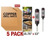 5PC Copper Grill Mats Baking Non Stick Bbq Pad Bake Cooking Sheet Liner. Fixed Price $9.85.