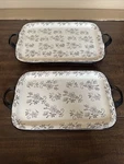 Temptations Floral Lace Ovenware Serving Trays Set Of With Handles 12X8, 14X10. Fixed Price $31.99.