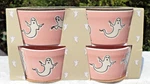 Prima Design Pink Ghost Ramekins Set Of 4 Ceramic Dish Halloween New Box Nib. Fixed Price $11.95.