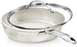 Gotham Steel Hammered Cream 10'' Ultra Ceramic Nonstick Fry Pan With Lid. Fixed Price $29.99.